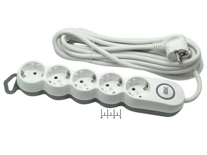 Удлинитель электрический 5/5м с землей с выключателем ИЭК (max-16A)