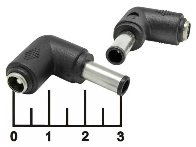 Переходник питания 5.5*2.1 гнездо/6.5*4.4 штекер угол