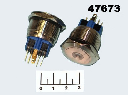 Кнопка IPBS-R/R GQ25-11D/Y без фиксации антивандальная желтая металл 12V (25мм) (точка) 6 контактов