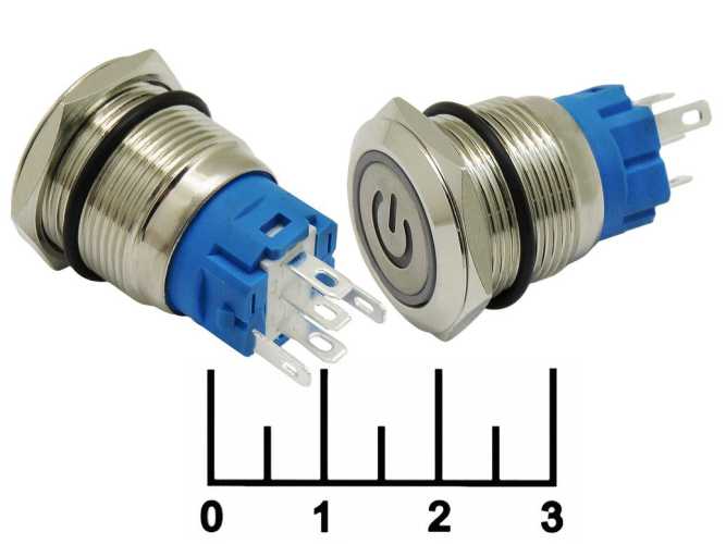 Кнопка IPBS-R/R без фиксации антивандальная белая металл 12-24V (19мм) (вкл) 5 контактов