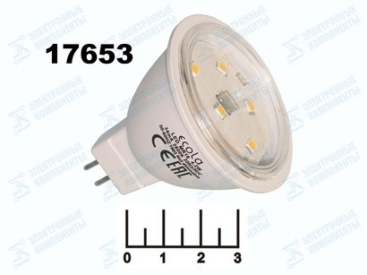 Лампа светодиодная 220V 4.2W MR16 GU5.3 2800K белый теплый прозрачная 7LED Ecola (47*50) M2TW42ELT
