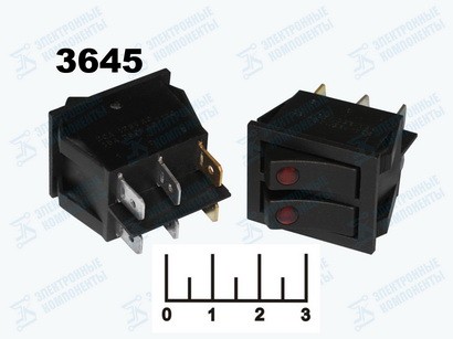 Выключатель 250/15 IRS-21C черный LED красный 6 контактов KCD