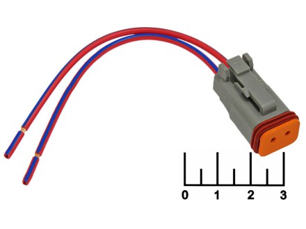 Разъем 2pin гнездо влагозащищенный на проводе DT06-2SE004 Cargen (AX946)