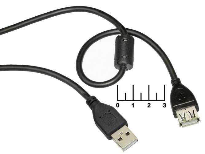 Шнур USB-USB A гнездо 1.8м (фильтр) Gembird/Cablexpert