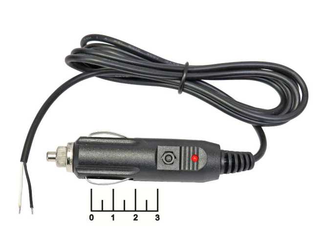 Разъем питания автомобильный штекер прикуривателя с проводом 1м