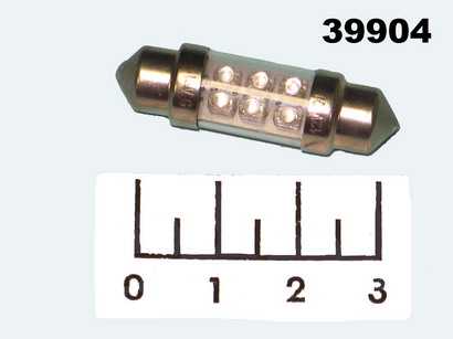 Лампа светодиодная салонная зеленая 36мм 12V 6LED (д/Росс)