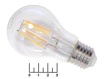 Лампа светодиодная 220V 7W E27 2700K белый теплый A60 прозрачная филаментная Feron LB-57 (25569)