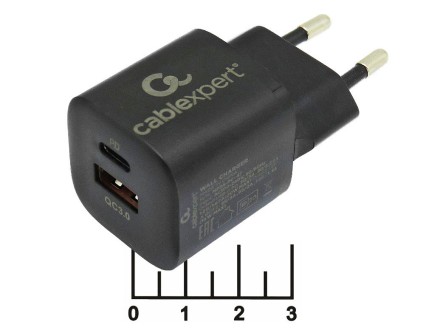 Сетевое зарядное устройство USB + Type C 5V 3A/9V 2.22A/12V 1.67A Cablexpert MP3A-PC-46/47 (ч,б)