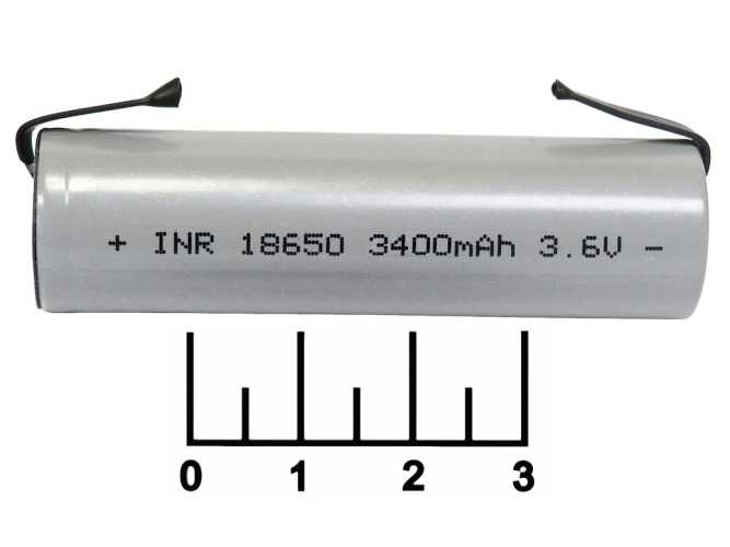 Аккумулятор 3.6V 3.4A 18650 Li-ion INR с выводами (010198M)