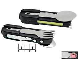 Инструмент складной карманный H-731 (вилка+ложка+фонарик+зажигалка+лазер) (з/у micro USB)