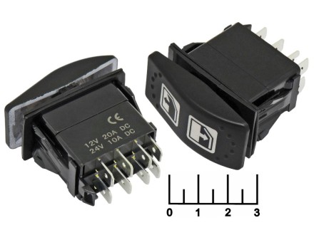 Выключатель 24/10 RK1-06 черный LED синий без фиксации 8 контактов 3-х позиционный (стеклоподъемник)