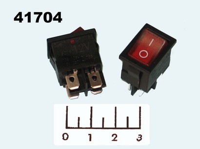 Выключатель 250/6 MIRS-2C красный 4 контакта SC-768 (подсветка 12V)