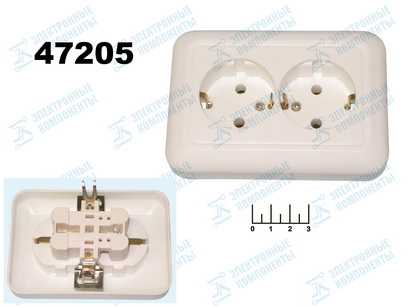 Розетка электрическая 2* врезная с землей (Белая церковь)