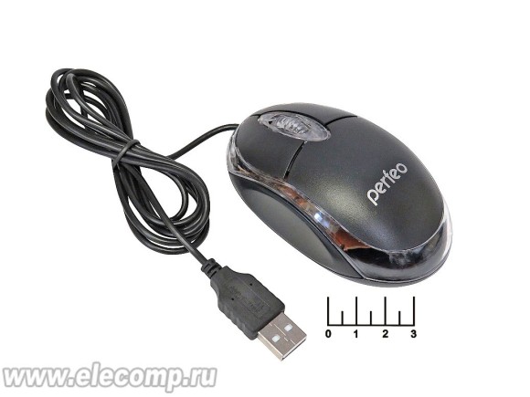 Мышь компьютерная USB проводная Perfeo Glow PF-010-CB (черная)