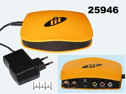 Ресивер цифровой телевизионный DVB-T2 Lit Temp + медиаплеер (серый,желтый)