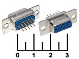 Разъем D-SUB гнездо 15pin 3-х рядный без корпуса на плату