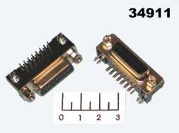 Разъем D-SUB гнездо 15pin 2-х рядный на плату угол