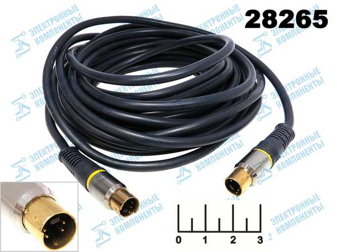 Шнур mini DIN 4pin-mini DIN 4pin 7м gold комбинированный Premier