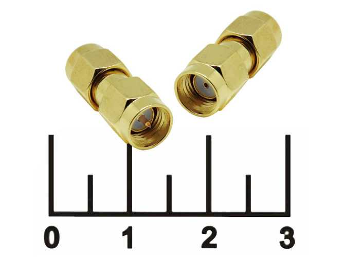 Переходник SMA штекер/SMA штекер реверс gold