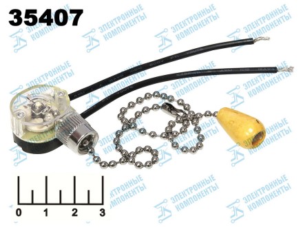 Выключатель 250/3 с цепочкой для светильника с кабелем (деревянный наконечник) (32-0103)