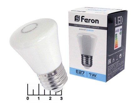 Лампа светодиодная 220V 1W E27 6400K белый холодный колокольчик Feron-372 (25910)