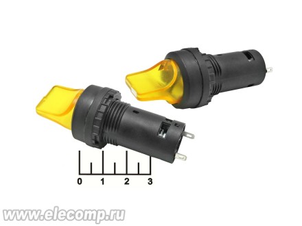 Выключатель 220/5 желтый SB7-CK3565 3-х позиционный с фиксацией (подсветка 12-24V)