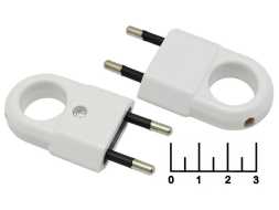 Вилка электрическая без земли с держателем белая плоская TDM (1806-0189)