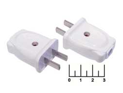 Вилка электрическая без земли белая Китай