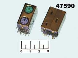 Разъем mini DIN 6pin 2 гнезда на плату (MDD-6FR)