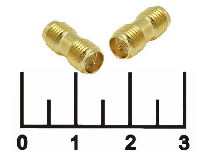 Переходник SMA 2 гнезда реверс gold