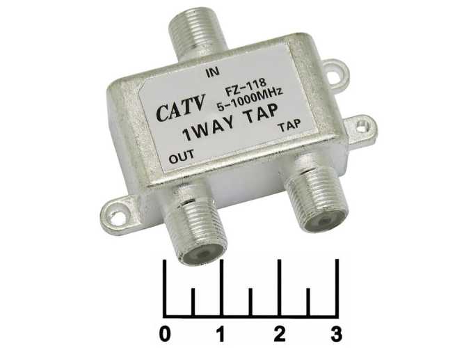 Телевизионный антенный разветвитель 1WAY 5-1000 MHz 18dB проходной FZ-118 (RTTV118F)