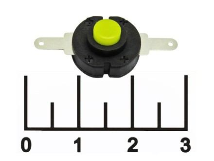 Кнопка для фонаря 12*14*10мм черная-желтая с фиксацией 2 контакта 1A 30V (PBG7) (S1748) (длин конт)