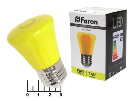 Лампа светодиодная 220V 1W E27 желтая колокольчик Feron-372 (25935)