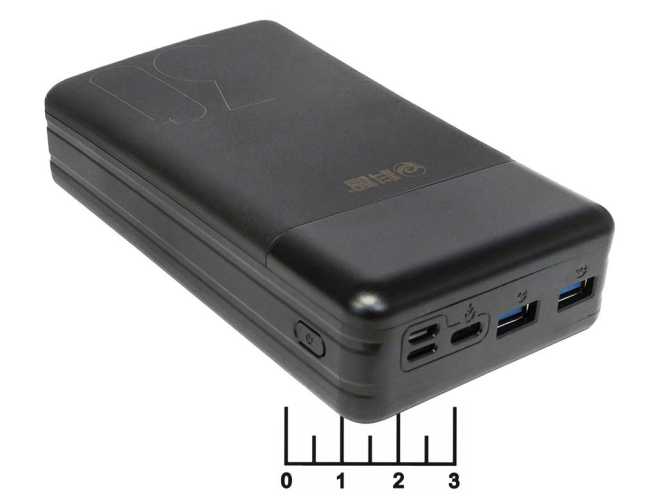 Power Bank 2USB 5V 2.1A 30Ah - вход micro USB+ Lightning +Type C QC-3.0 KZ-300 (черный)
