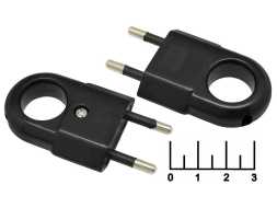 Вилка электрическая без земли с держателем черная плоская TDM (1806-0190)