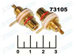 Разъем RCA гнездо в панель под гайку gold красный (1-291g)