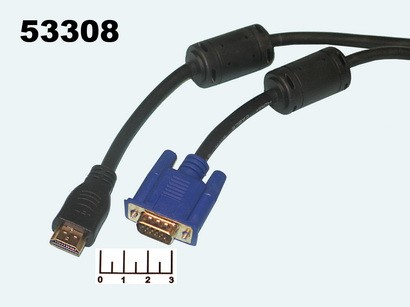 Шнур HDMI-VGA 15pin 1.5м gold (фильтр) ML-A-027