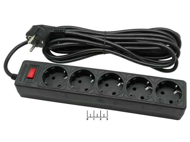 Сетевой фильтр 5/5м Smartbuy SBSP-50-K (max-10A)