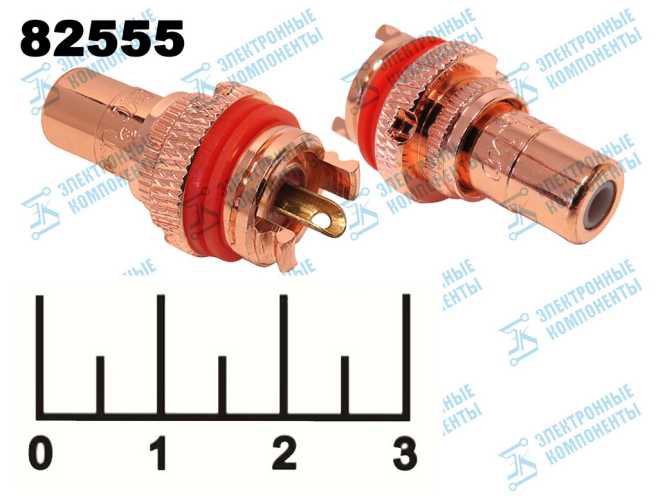 Разъем RCA гнездо в панель под гайку gold красный