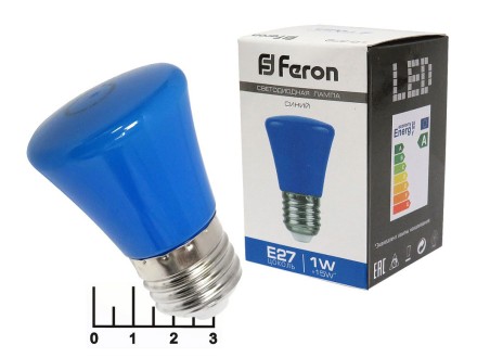 Лампа светодиодная 220V 1W E27 синяя колокольчик Feron-372 (25913)
