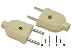 Вилка электрическая без земли бежевая плоская Omnyx (0703-0004)