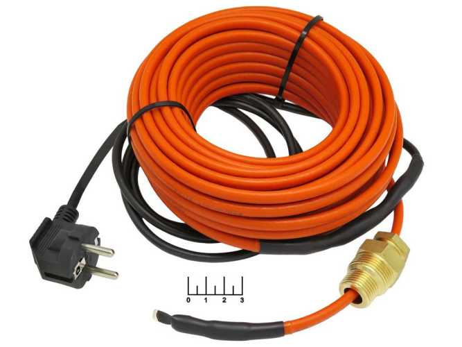 Кабель греющий саморегулируемый в трубу 15м/150W IP67 с вилкой (51-0606-4)