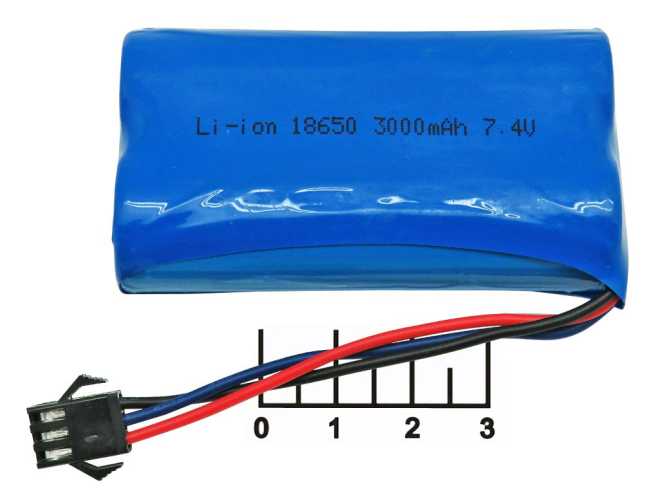 Аккумулятор 7.4V 3A 2*18650 Li-ion (разъем 3pin) (36*65мм)