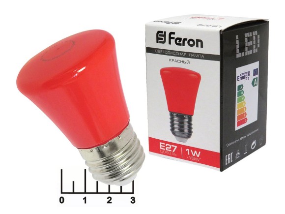 Лампа светодиодная 220V 1W E27 красная колокольчик Feron-372 (25911)