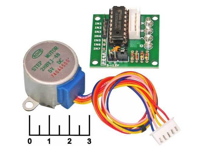 Двигатель шаговый 28BYJ-48 5 проводов =5V + драйвер