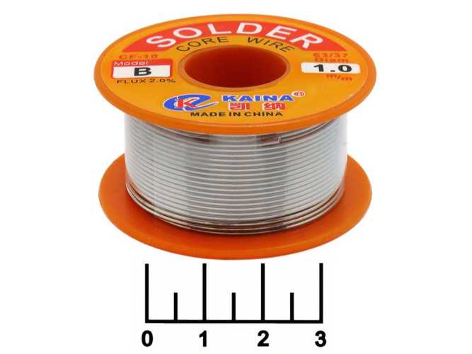 Припой 1мм 50гр олово(63%) свинец(37%) с флюсом CF-10 Kaina на катушке