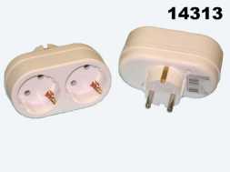 Тройник электрический /2 с землей 16A 2T2 Toker белый