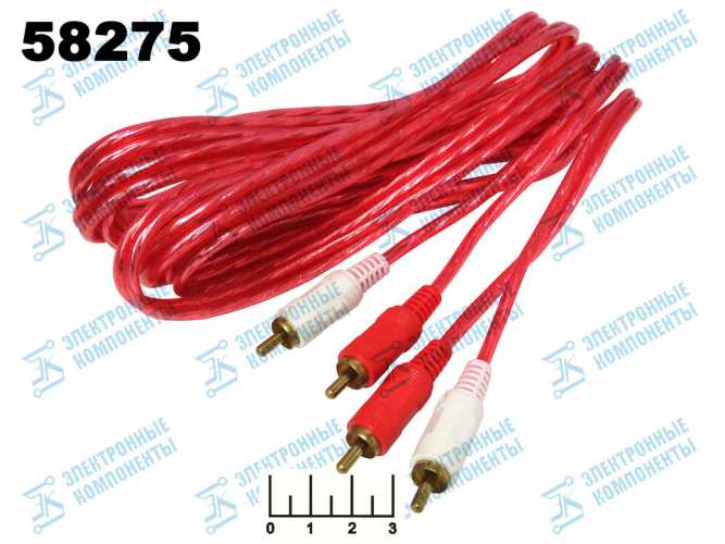 Шнур 2RCA-2RCA 3м gold пластик silicon красный (5-004G)