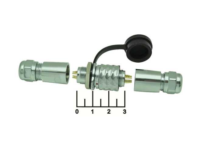 Разъем 2pin в комплекте на кабель с крышкой хром быстросъемный КД-007-2