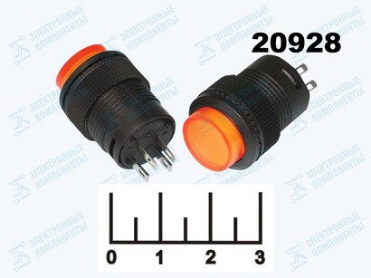 Кнопка MIPBS-R/R оранжевая с фиксацией 4 контакта (D-314) (подсветка 3V)